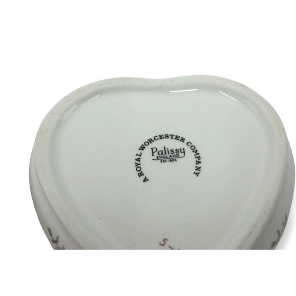 Vintage Palissy ROYAL WORCESTER Heart Trinket Bird And Floral England - Picture 2 of 13